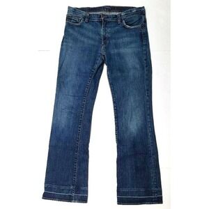 Women's Wide Leg Flared Jeans in Dark Blue Denim